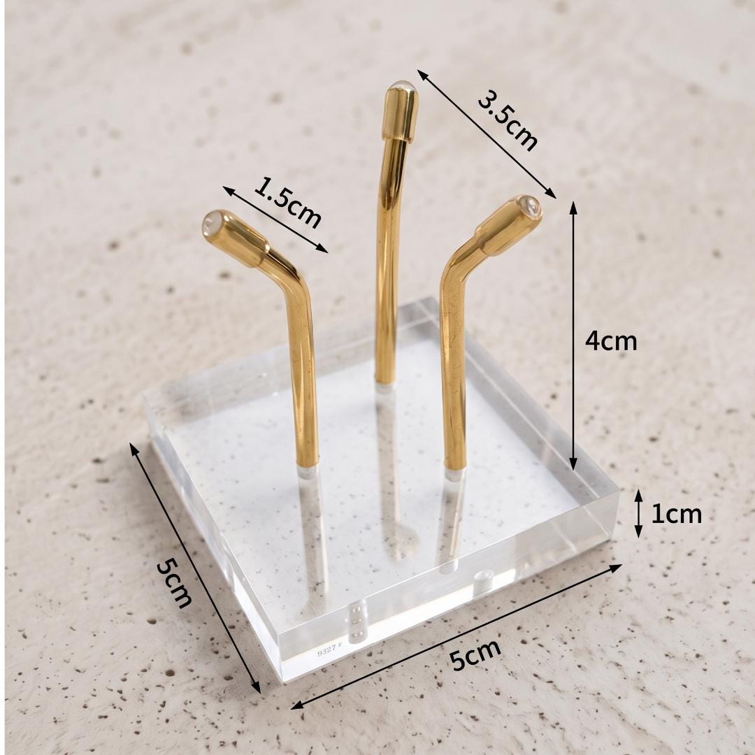 Mineral Display Stand with Acrylic Base, Three Metal Leg Crystal Holder, Slanted Specimen Pedestal for Spheres & Eggs, Unique Gift
