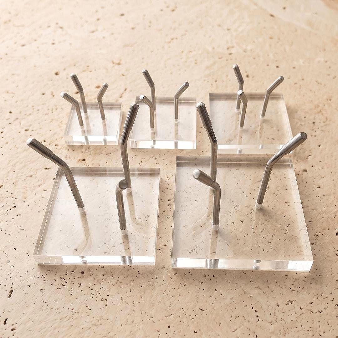Mineral Display Stand with Acrylic Base, Three Metal Leg Crystal Holder, Slanted Specimen Pedestal for Spheres & Eggs, Unique Gift