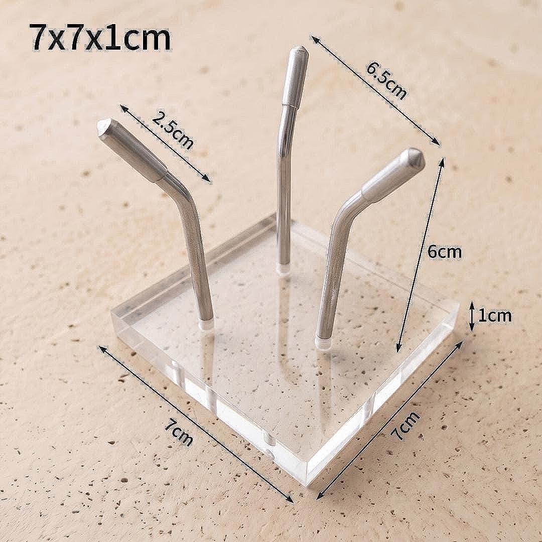 Mineral Display Stand with Acrylic Base, Three Metal Leg Crystal Holder, Slanted Specimen Pedestal for Spheres & Eggs, Unique Gift
