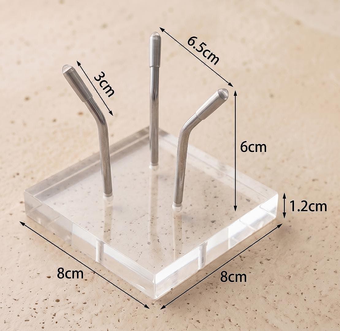 Mineral Display Stand with Acrylic Base, Three Metal Leg Crystal Holder, Slanted Specimen Pedestal for Spheres & Eggs, Unique Gift