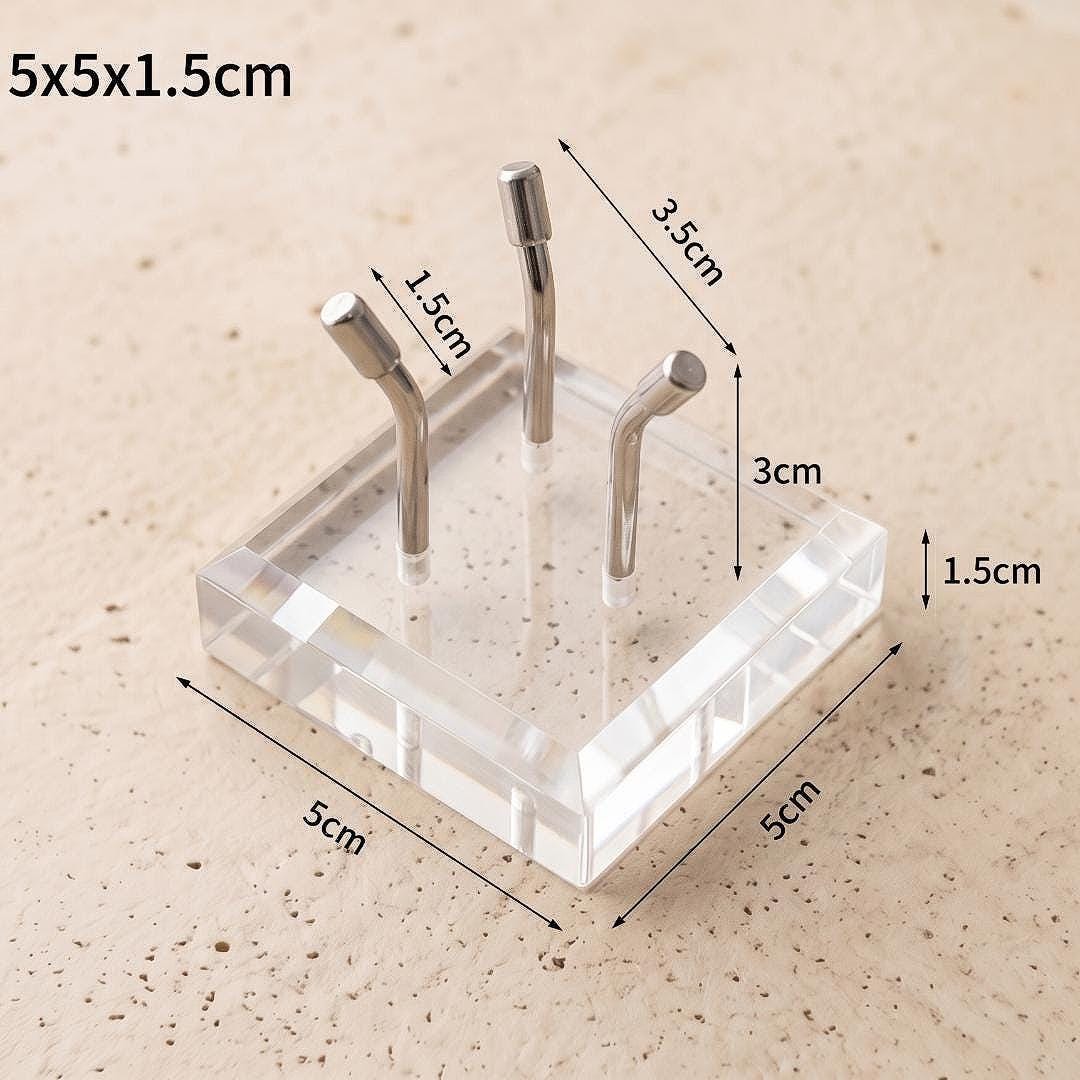 Mineral Display Stand with Acrylic Base, Three Metal Leg Crystal Holder, Slanted Specimen Pedestal for Spheres & Eggs, Unique Gift