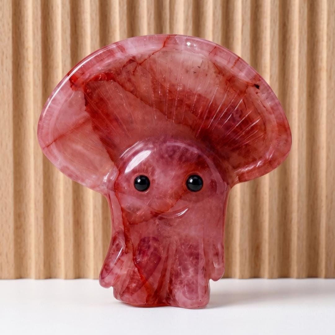Natural Crystal Jellyfish Carving, Small Gemstone Ocean Animal Figurine, Quartz Marine Creature Statue, Cute Pocket Stone Luxury Gift