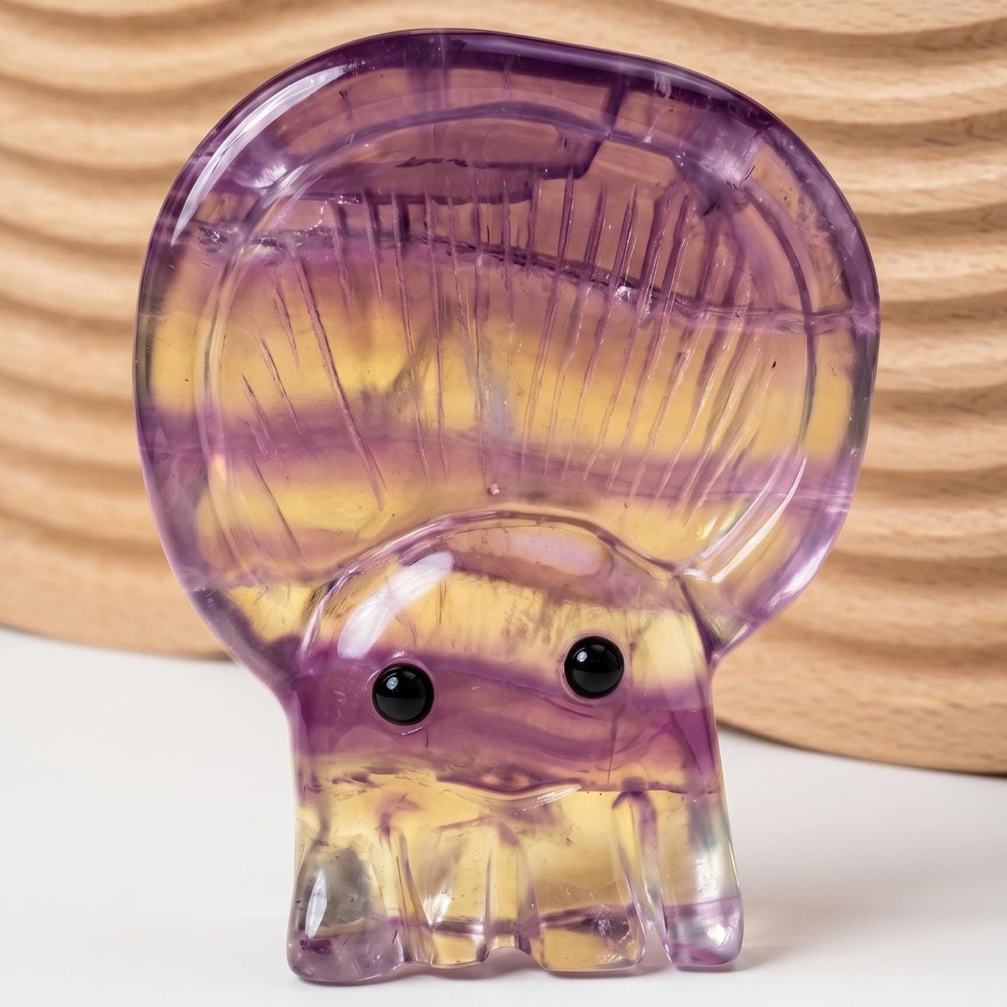 Natural Crystal Jellyfish Carving, Small Gemstone Ocean Animal Figurine, Quartz Marine Creature Statue, Cute Pocket Stone Luxury Gift