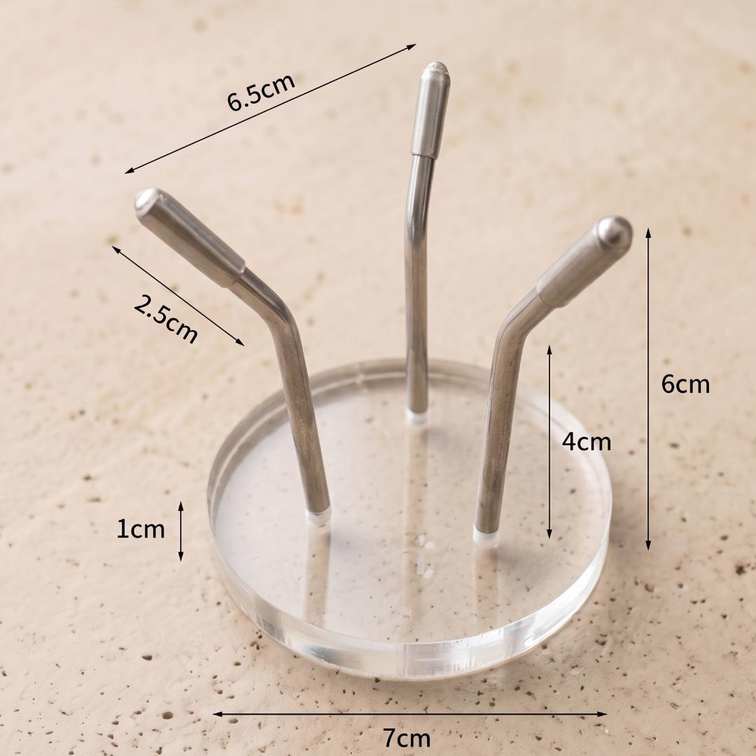 Three Metal Leg Mineral Display Stand with Acrylic Base, Slanted Crystal Pedestal Holder for Spheres & Eggs, Unique Rockhound Gift Box