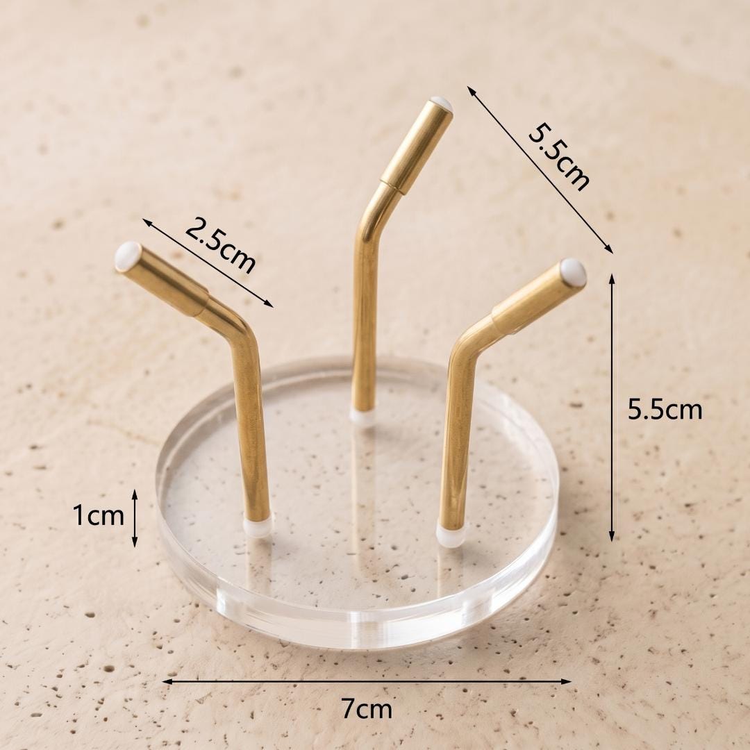 Three Metal Leg Mineral Display Stand with Acrylic Base, Slanted Crystal Pedestal Holder for Spheres & Eggs, Unique Rockhound Gift Box