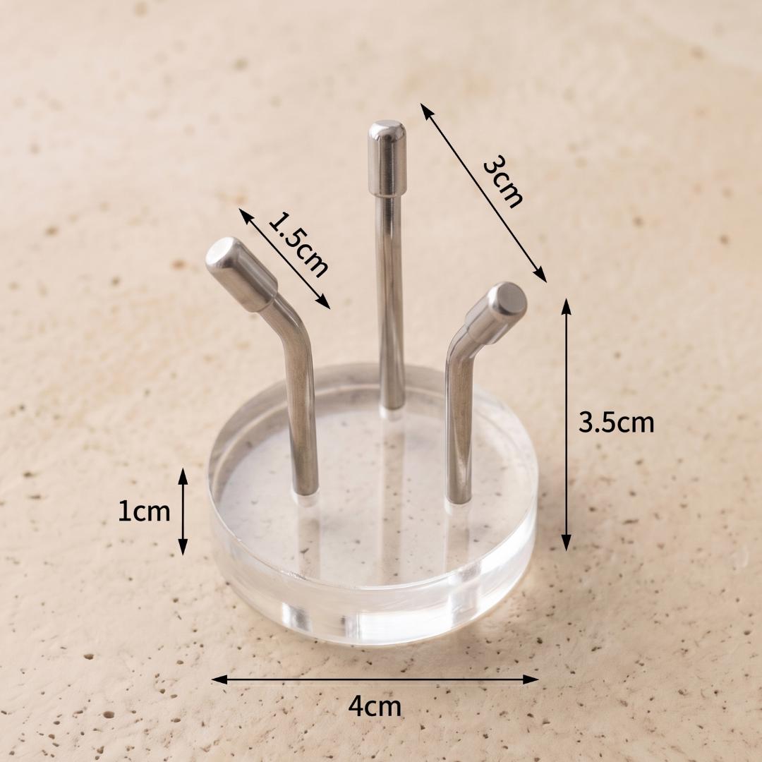 Three Metal Leg Mineral Display Stand with Acrylic Base, Slanted Crystal Pedestal Holder for Spheres & Eggs, Unique Rockhound Gift Box