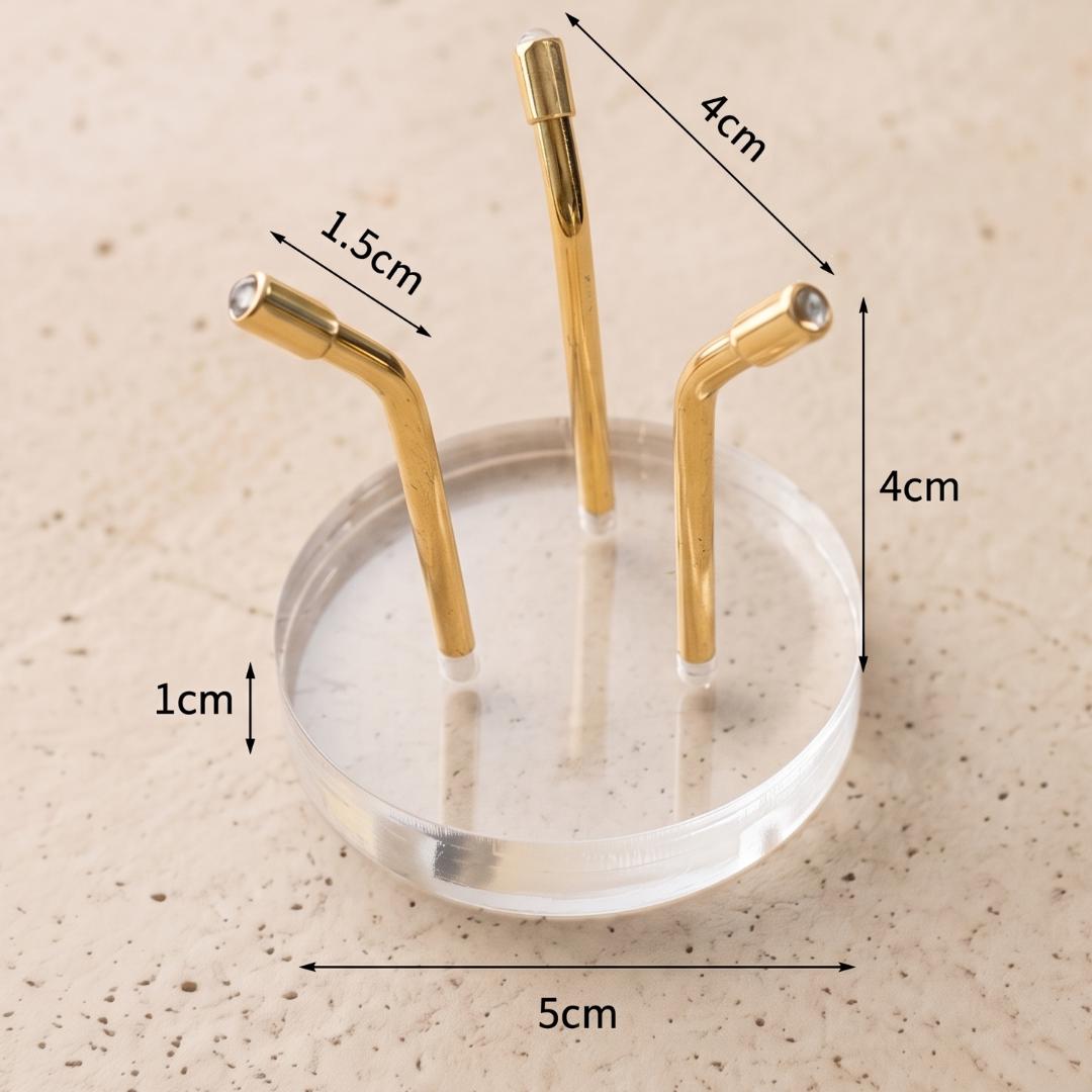 Three Metal Leg Mineral Display Stand with Acrylic Base, Slanted Crystal Pedestal Holder for Spheres & Eggs, Unique Rockhound Gift Box