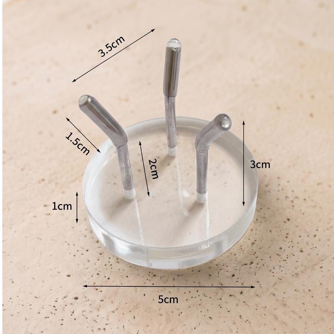 Three Metal Leg Mineral Display Stand with Acrylic Base, Slanted Crystal Pedestal Holder for Spheres & Eggs, Unique Rockhound Gift Box