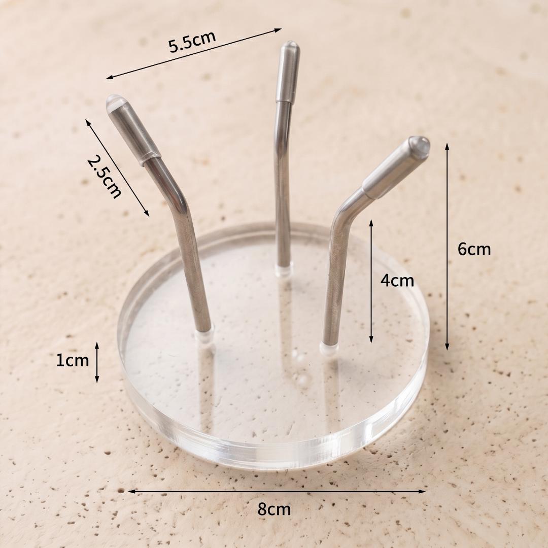 Three Metal Leg Mineral Display Stand with Acrylic Base, Slanted Crystal Pedestal Holder for Spheres & Eggs, Unique Rockhound Gift Box
