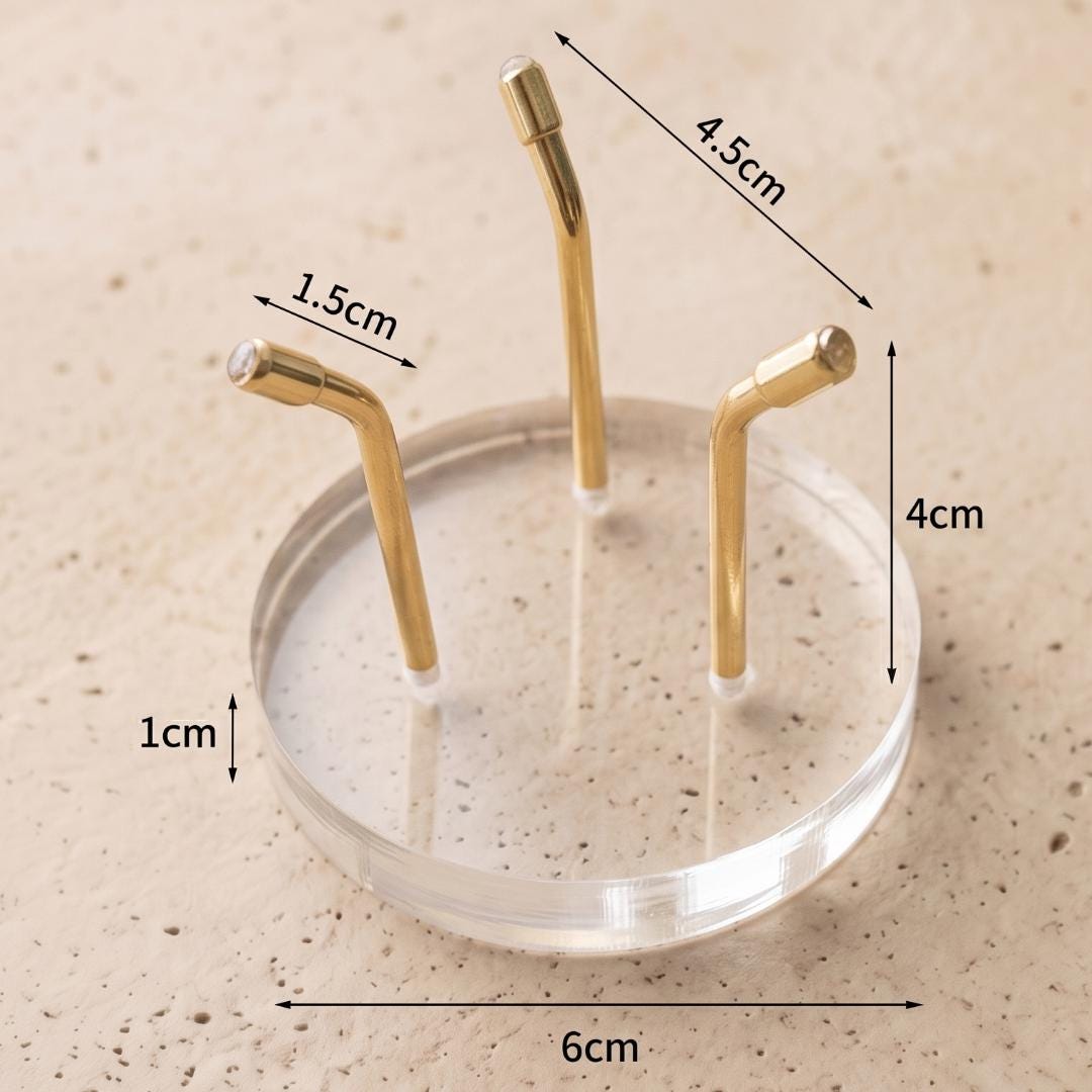 Three Metal Leg Mineral Display Stand with Acrylic Base, Slanted Crystal Pedestal Holder for Spheres & Eggs, Unique Rockhound Gift Box