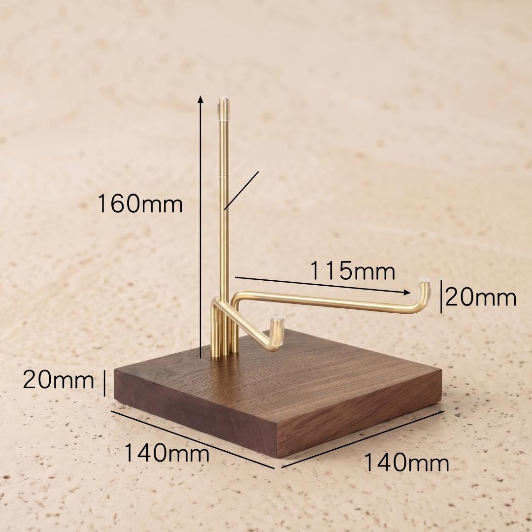 Handmade Walnut Plate Stand, Brass Metal Easel for Fossils & Large Geodes, Decorative Dish Holder, Tabletop Sign Holder Photography Props