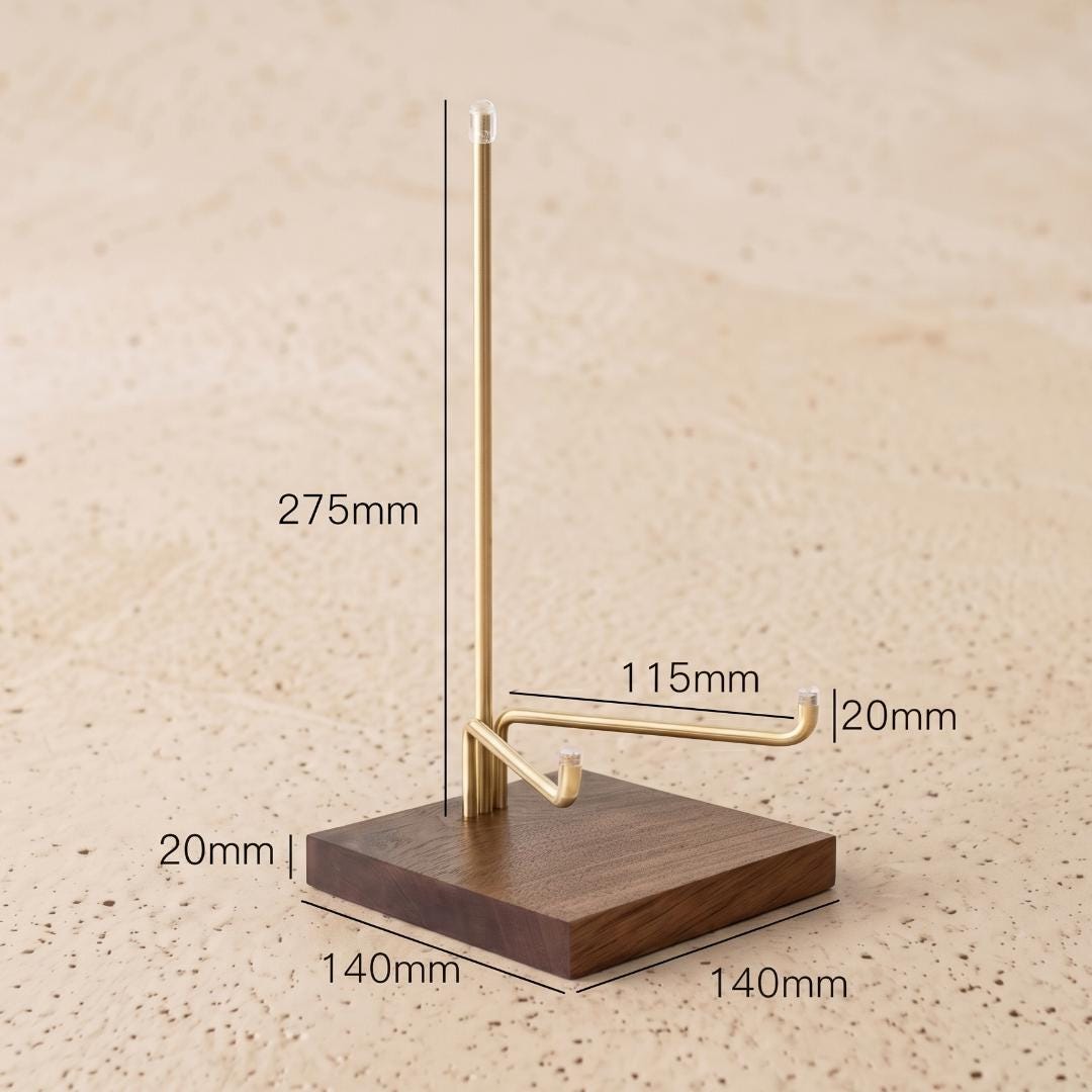 Handmade Walnut Plate Stand, Brass Metal Easel for Fossils & Large Geodes, Decorative Dish Holder, Tabletop Sign Holder Photography Props