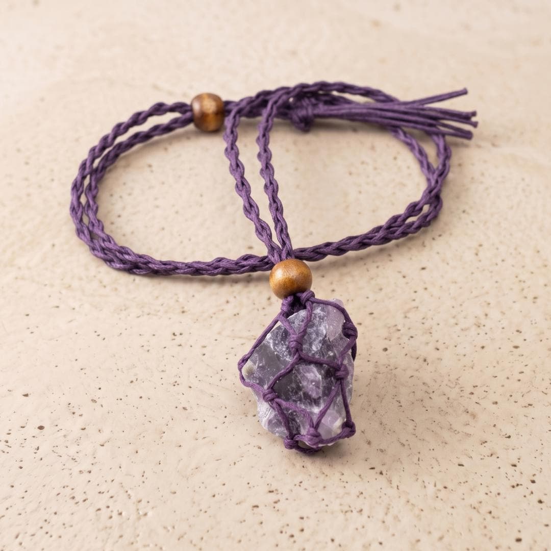 Adjustable Necklace Cord Empty Stone Holder, Large Crystal Cage Cord for Quartz Raw Gemstone, Woven Interchangeable Pendant Necklace Rope