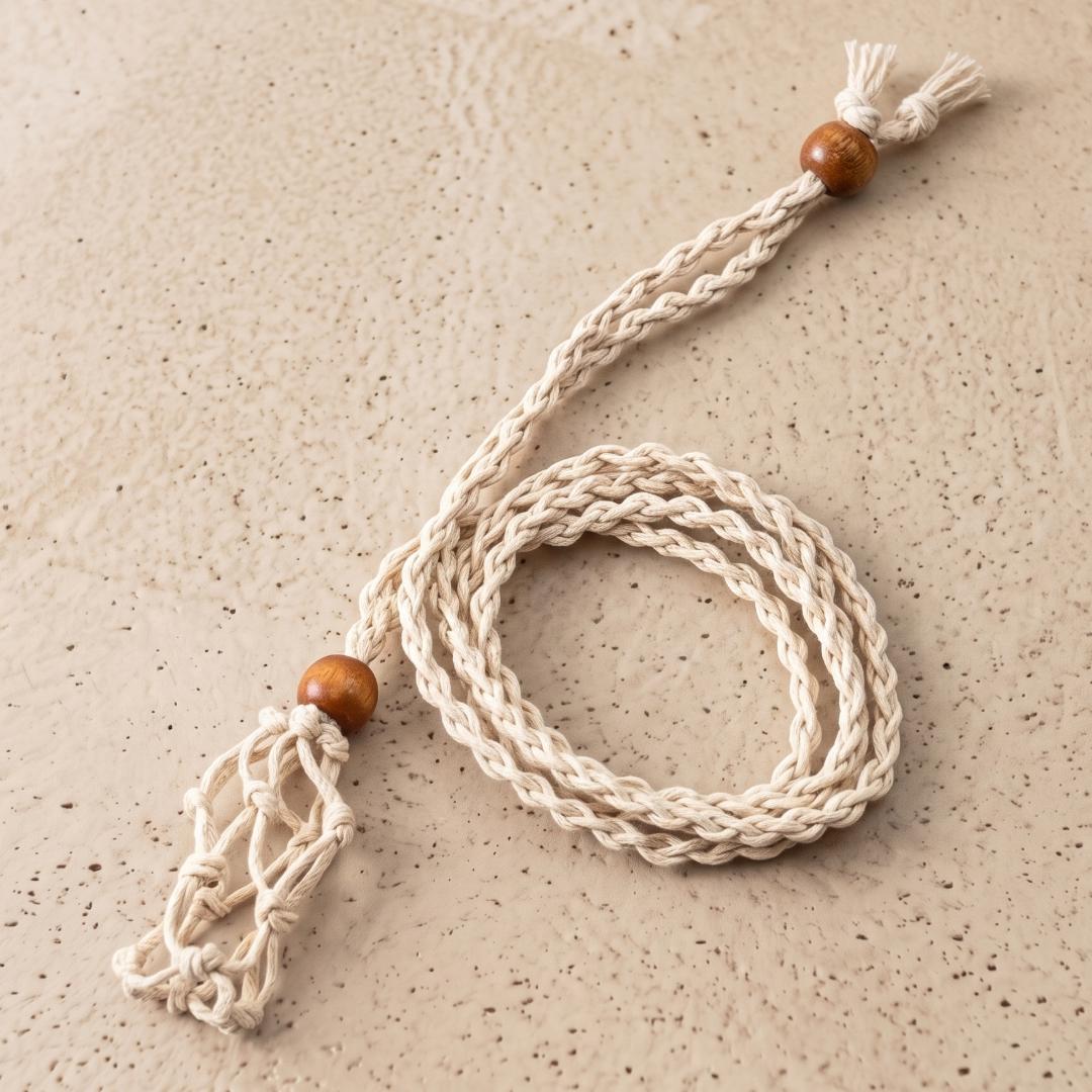 Adjustable Necklace Cord Empty Stone Holder, Large Crystal Cage Cord for Quartz Raw Gemstone, Woven Interchangeable Pendant Necklace Rope