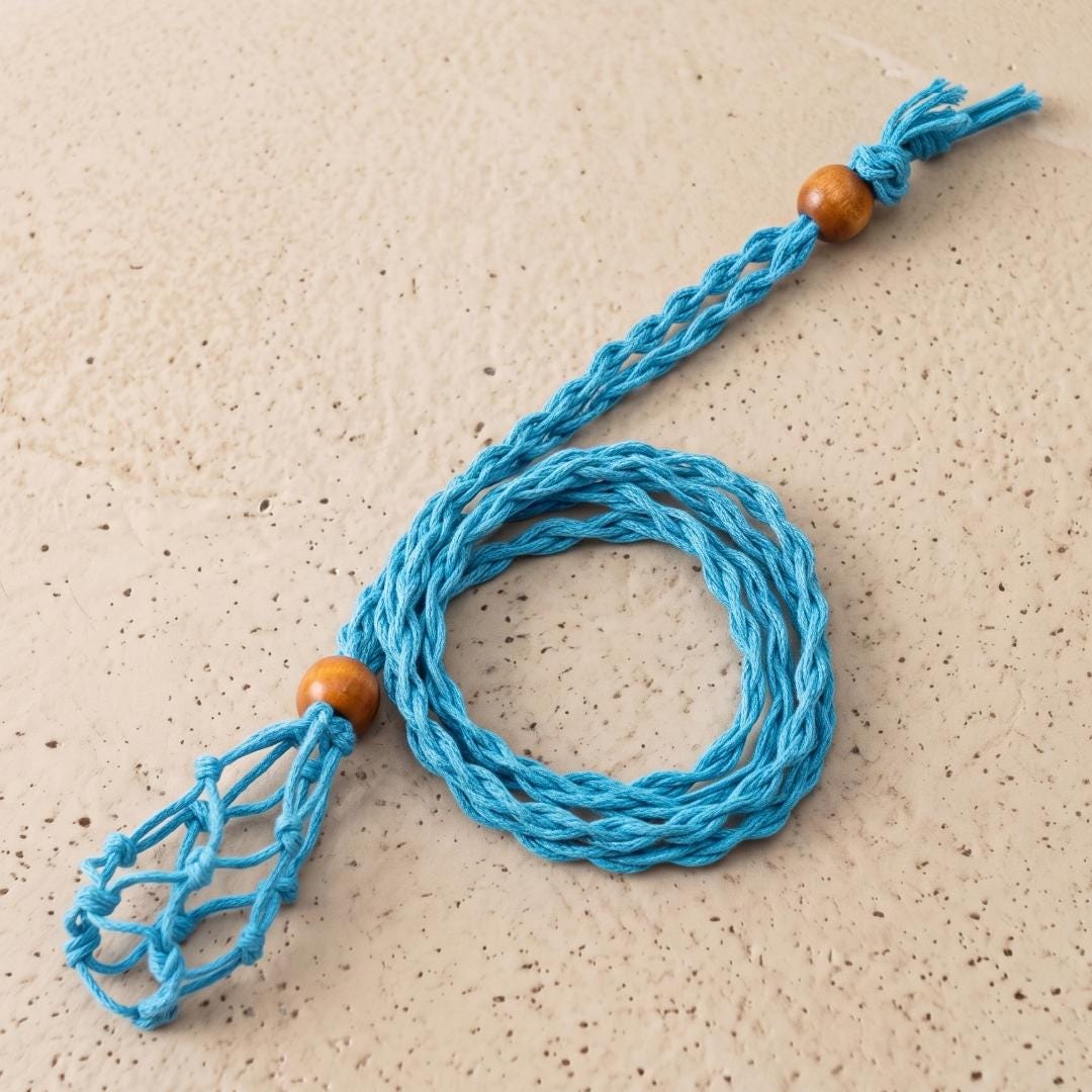Adjustable Necklace Cord Empty Stone Holder, Large Crystal Cage Cord for Quartz Raw Gemstone, Woven Interchangeable Pendant Necklace Rope