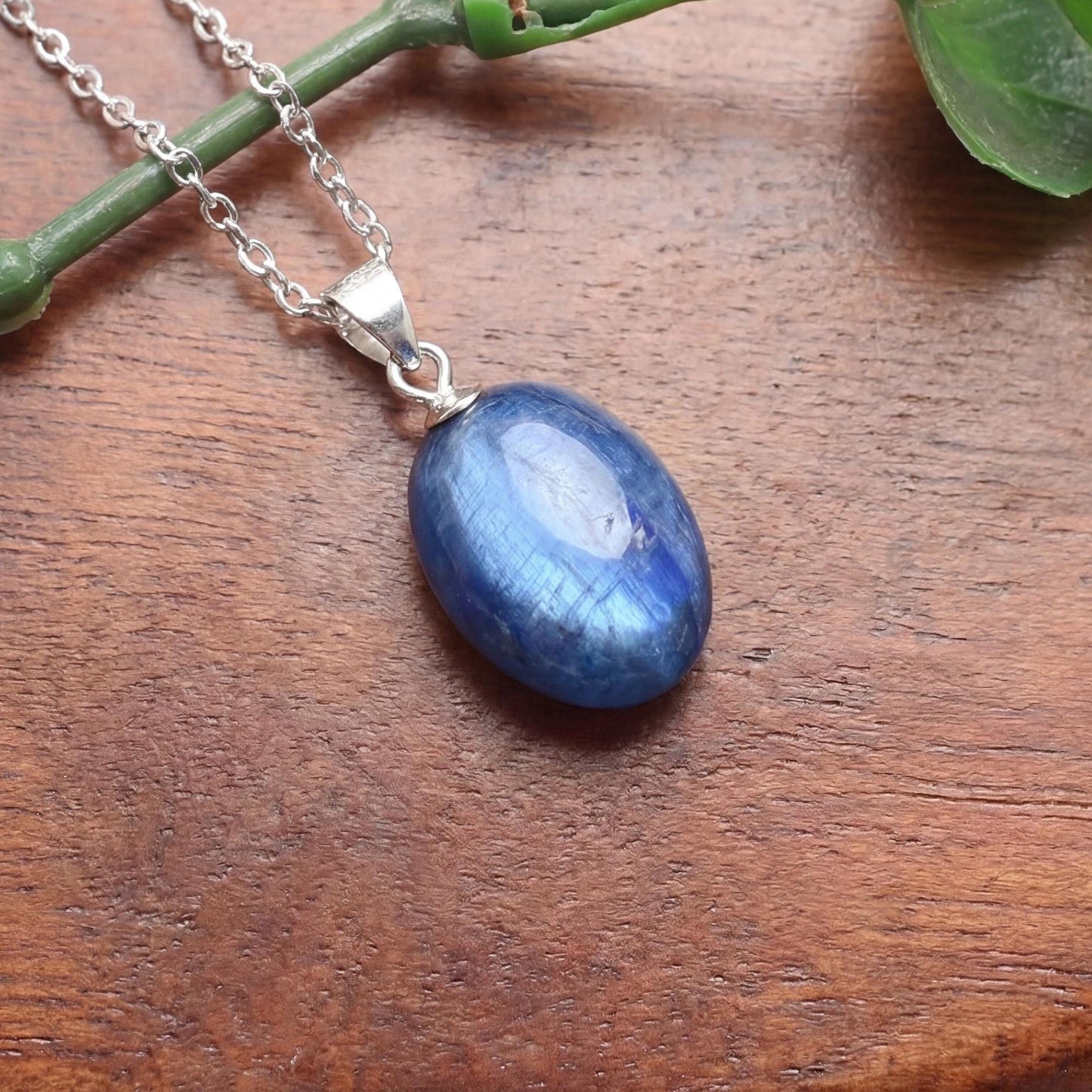 Natural Blue Kyanite Necklace, S925 Sterling Silver Zen Pendant, Healing Crystal Jewelry for Her, Minimalist Gemstone, Unique Gift