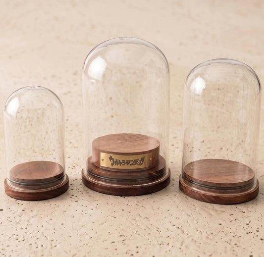 Custom Glass Cloche Dome with Wooden Base, Personalized Nameplate Display Case for Crystals Mineral Specimen, Preserved Flower Gift Stand