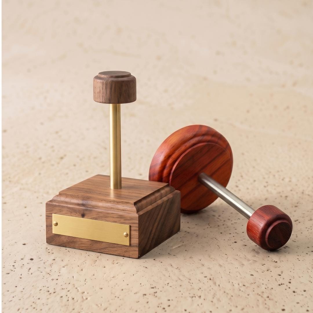 Custom Action Figure Stand Walnut Wood Base, Aesthetic Solid Wood Stand for Collectibles, Helmet Holder, Unique Gift Idea for Men