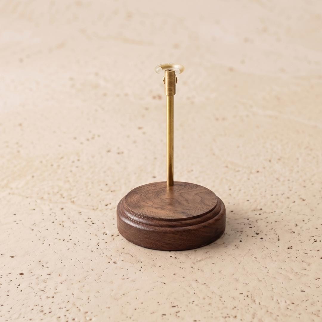 Luxury Brass Metal Doll Stand, Walnut Wood Base Show Stand, Telescoping Adjustable Holder for Art Dolls, Heavy Figurine Base