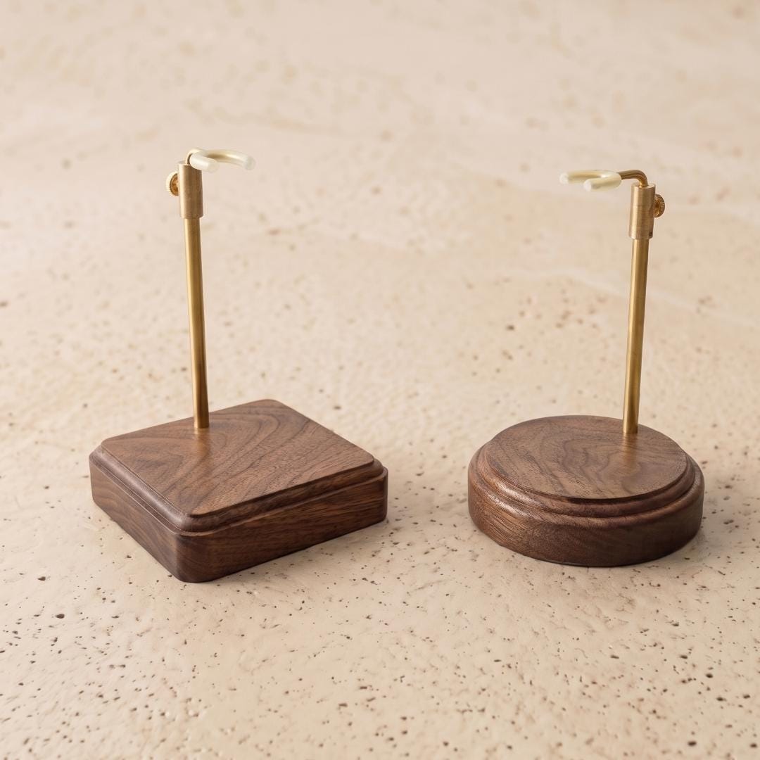 Luxury Brass Metal Doll Stand, Walnut Wood Base Show Stand, Telescoping Adjustable Holder for Art Dolls, Heavy Figurine Base