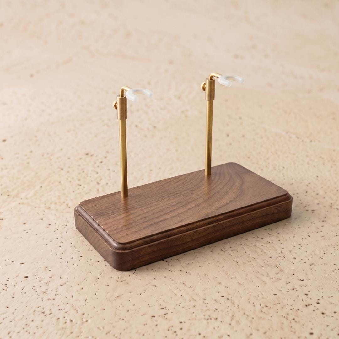Luxury Brass Metal Doll Stand, Walnut Wood Base Show Stand, Telescoping Adjustable Holder for Art Dolls, Heavy Figurine Base