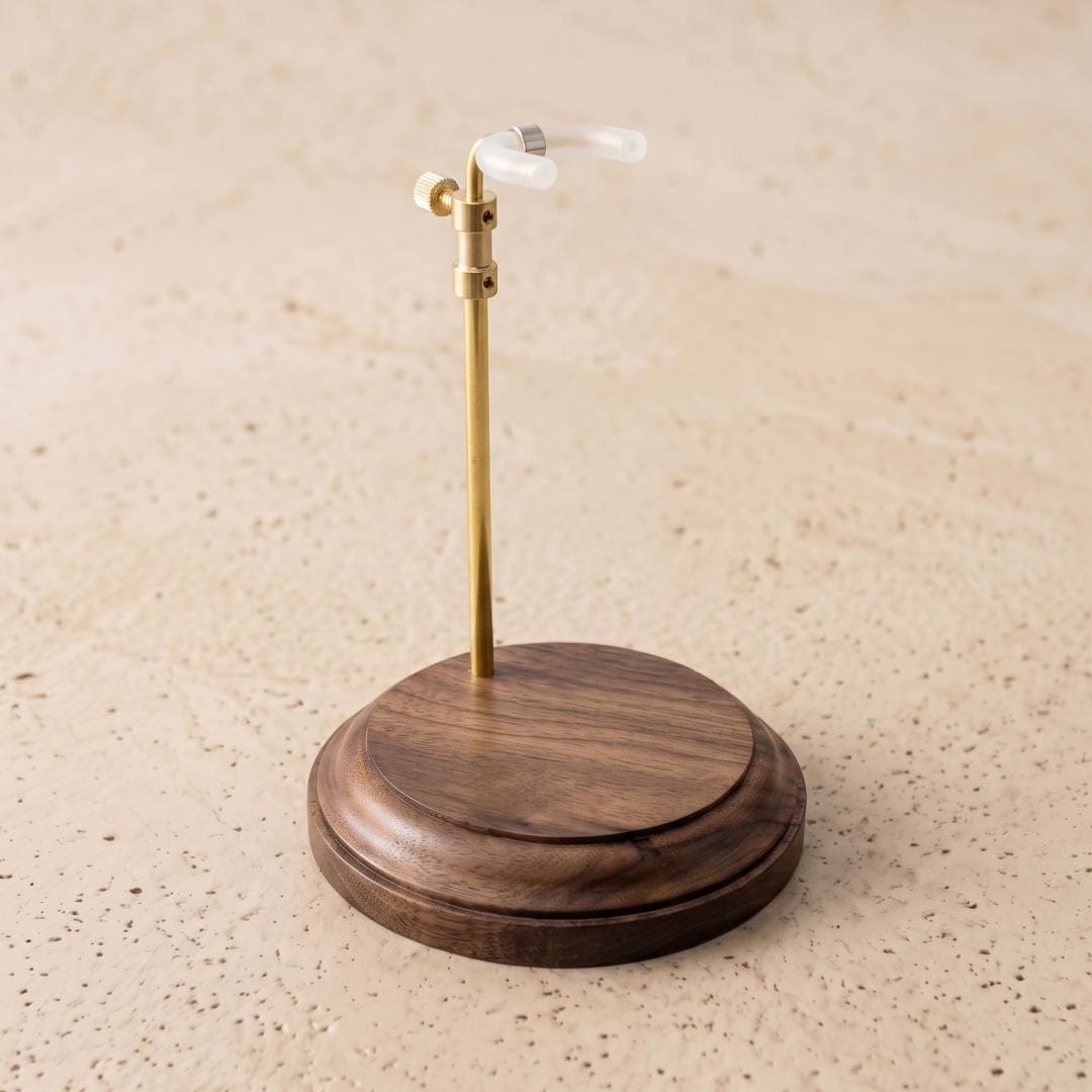 Luxury Brass Metal Doll Stand, Walnut Wood Base Show Stand, Telescoping Adjustable Holder for Art Dolls, Heavy Figurine Base