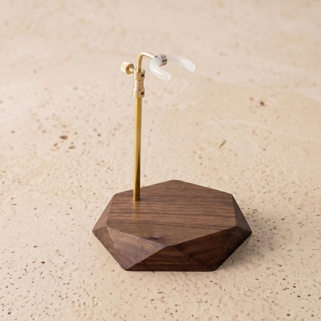 Luxury Brass Metal Doll Stand, Walnut Wood Base Show Stand, Telescoping Adjustable Holder for Art Dolls, Heavy Figurine Base