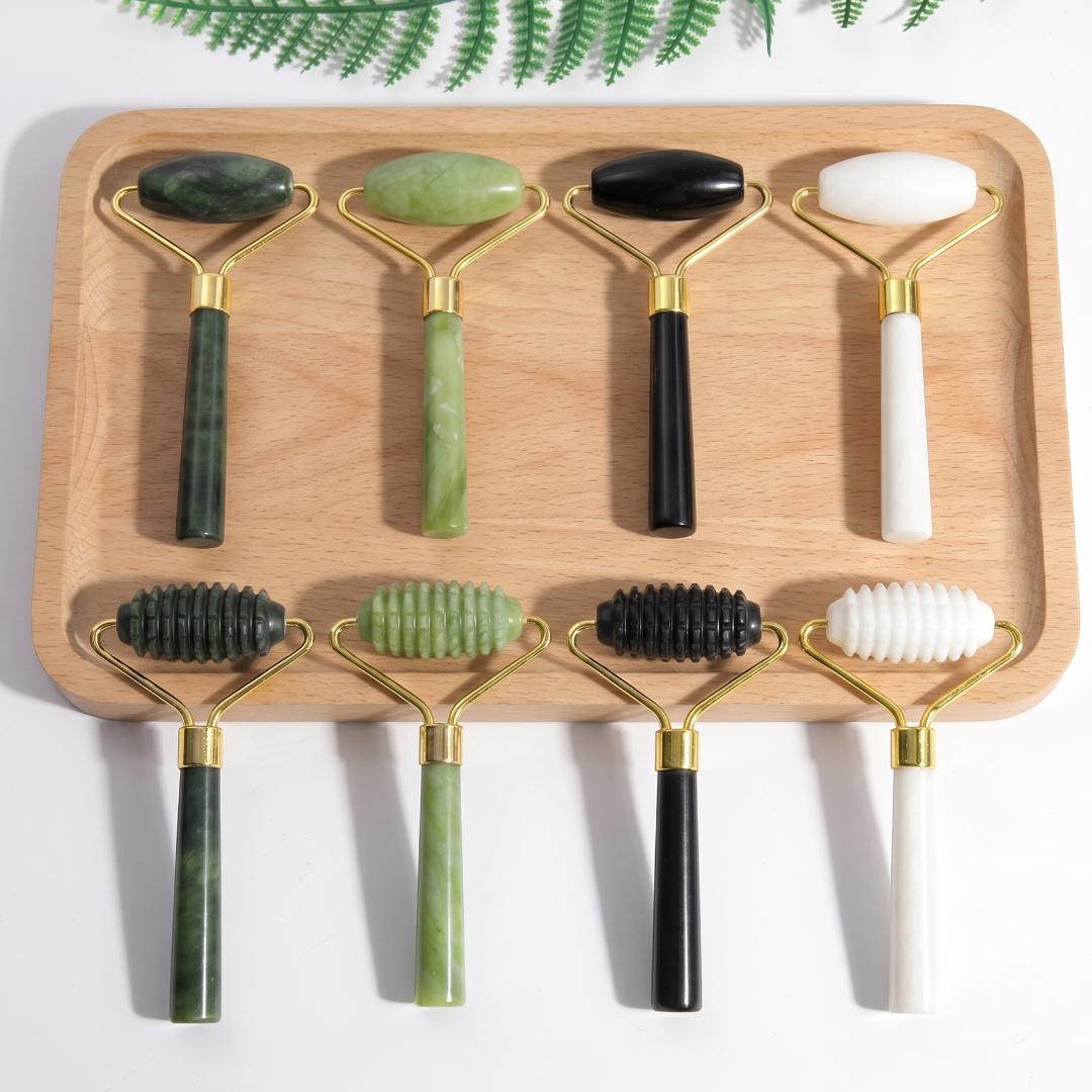 Luxury Jade Roller Gua Sha, Natural Stone Facial Massager, Premium Skin Care Ritual Tools, Self Care Luxury Gift