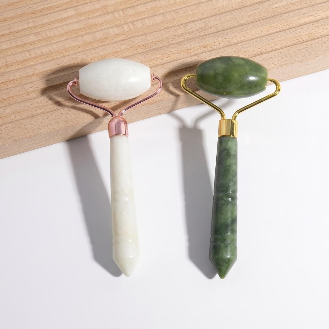 Luxury Jade Roller Gua Sha, Natural Stone Facial Massager, Premium Skin Care Ritual Tools, Self Care Luxury Gift