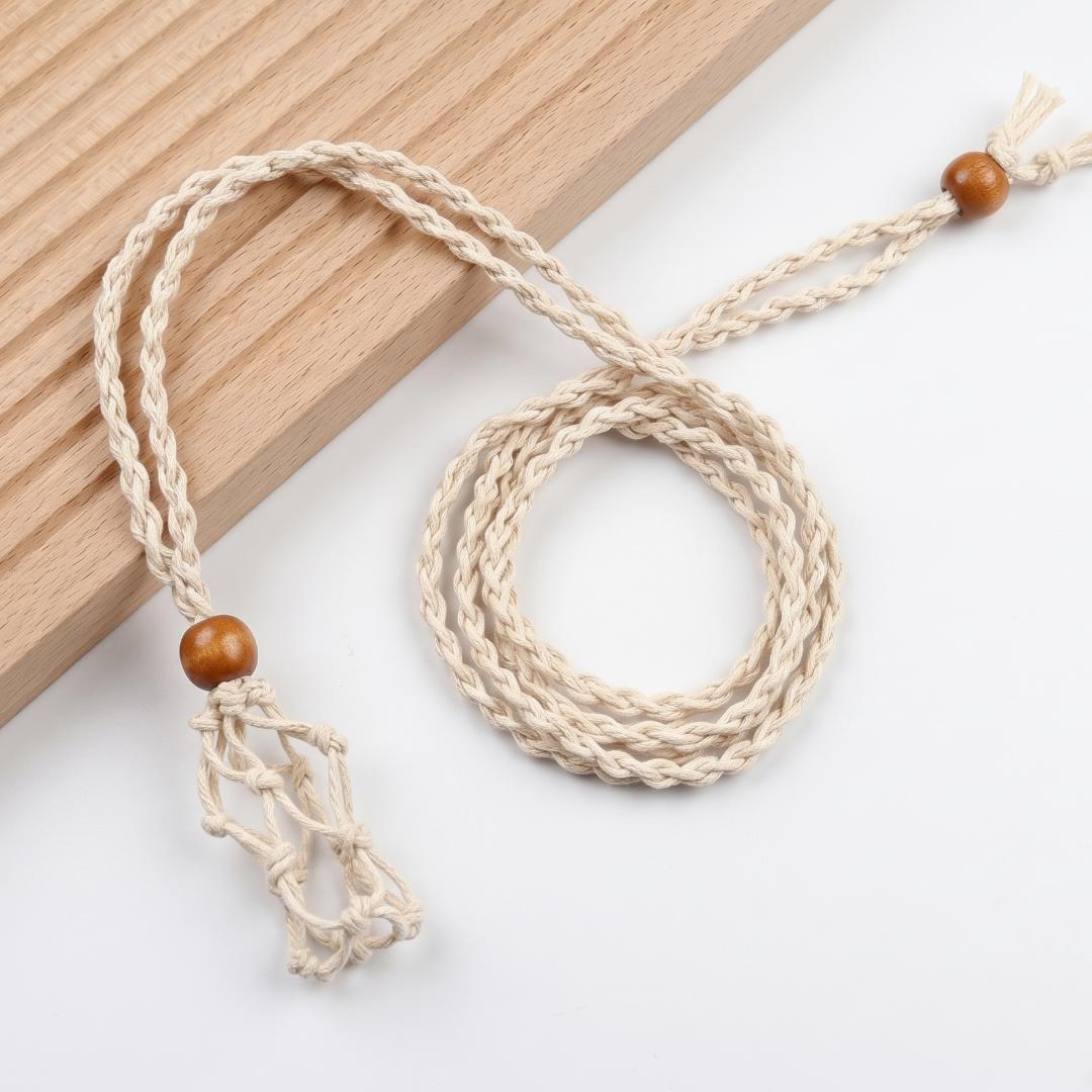 Adjustable Necklace Cord Empty Stone Holder, Interchangeable Crystal Cage Pendant, Net Pocket Gemstone Cord, Unique Jewelry Making Gift