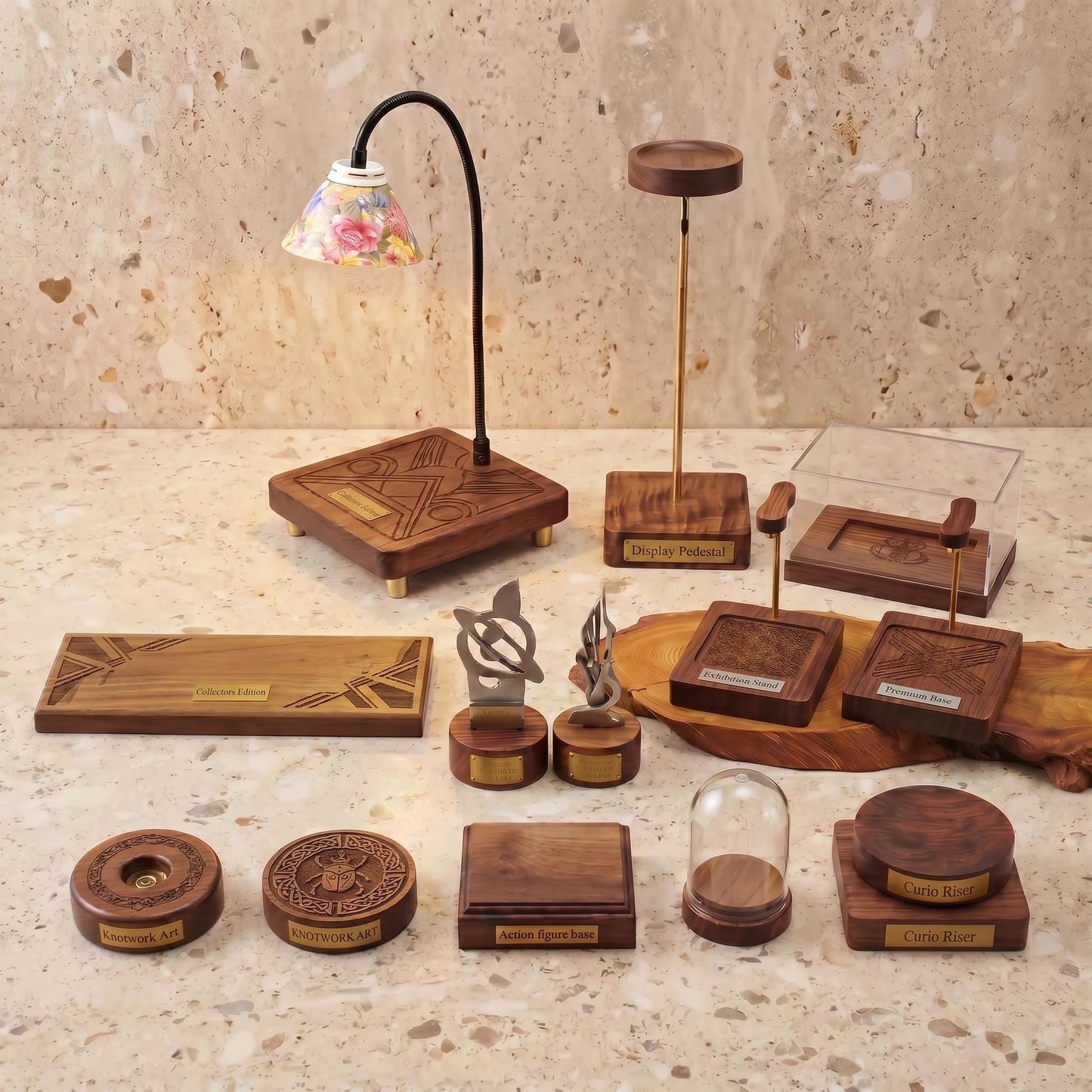 Custom Solid Wood Display Base, Walnut Handicraft Engraved Plinth, Action Figure Model Stand, Personalized Specimen Platform, Luxury Gift