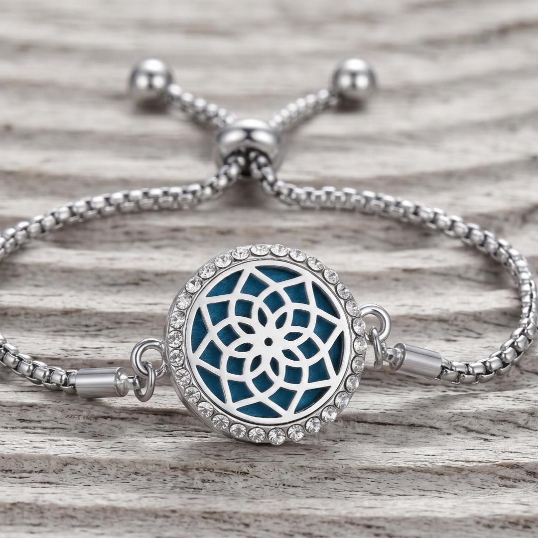 Essential Oil Diffuser Bracelet, Tree of Life Mandala Cat Design, Adjustable Steel Aromatherapy Bracelet, Self Care Gift for Her