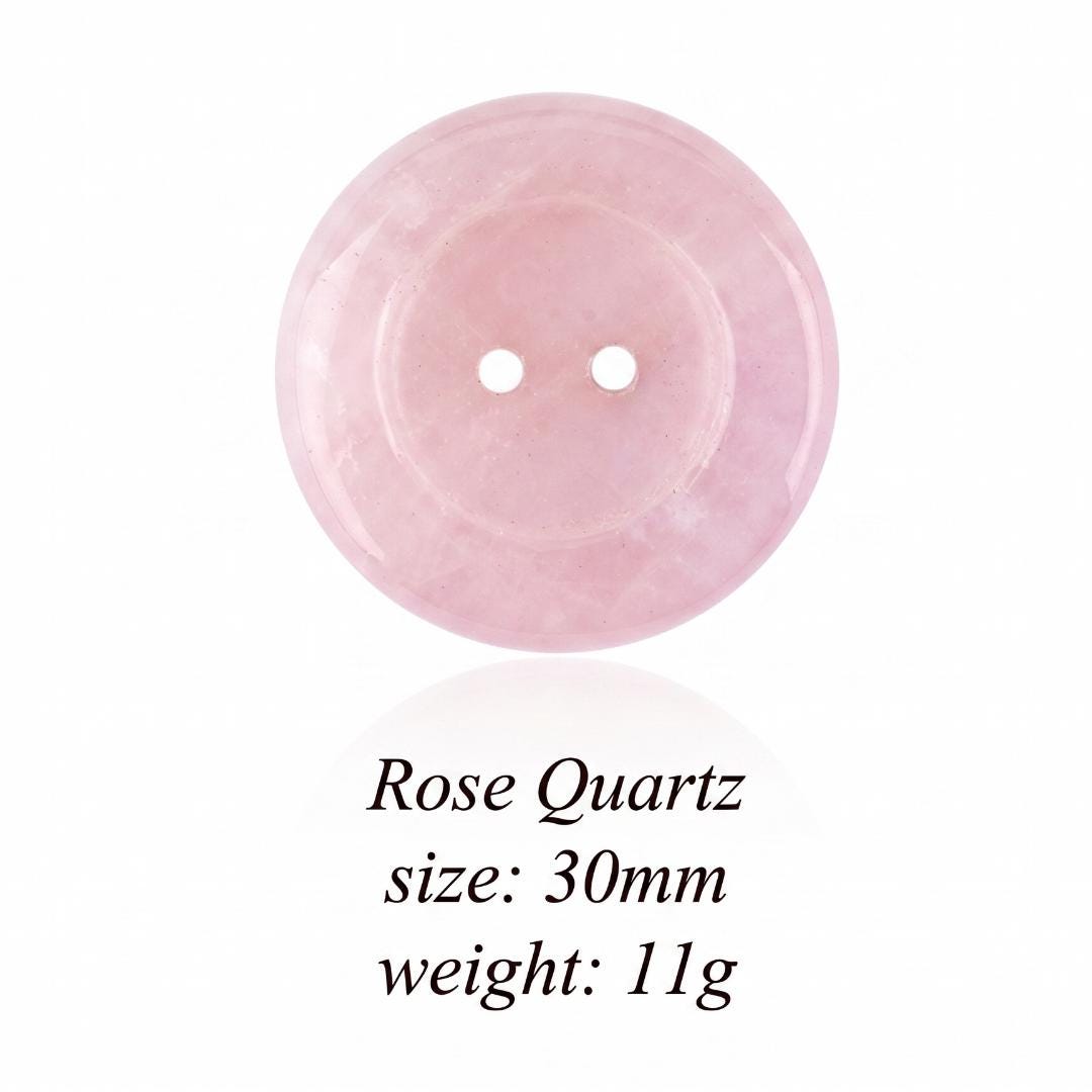 Natural Gemstone Button Charm, Double Hole Smooth Round Disc Connectors, Loose Crystal Buttons for Sewing Jewelry Making, Gift for Crafters