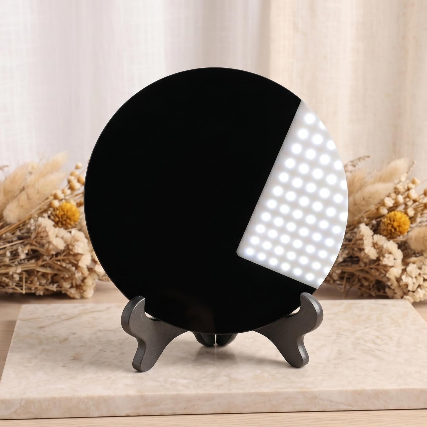 Black Obsidian Scrying Mirror with Normal Stand, Matte Crystal Divination Plate, Spiritual Shadow Work Tool, Mindfulness Meditation Gift