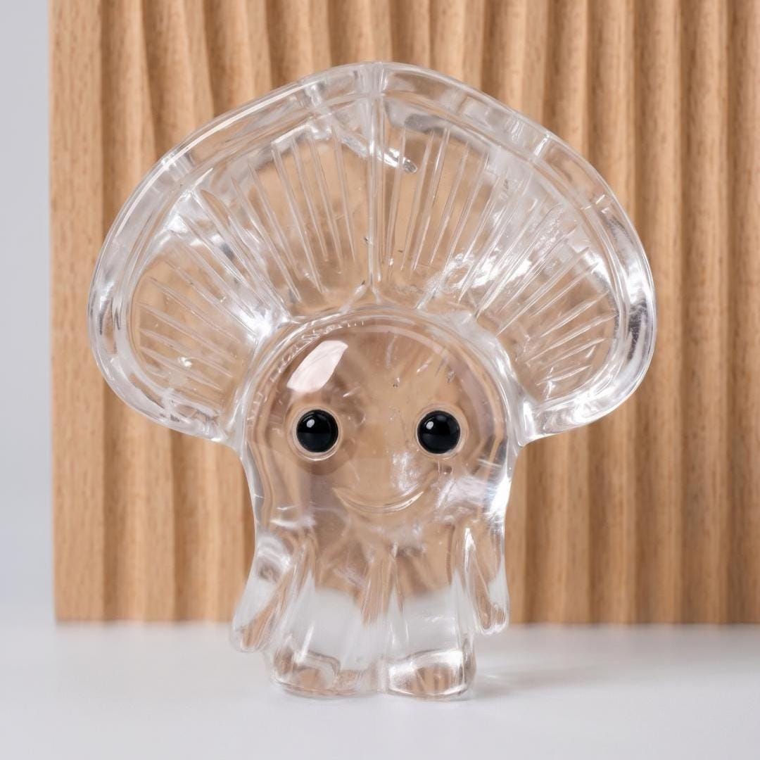 Natural Crystal Jellyfish Carving, Small Gemstone Ocean Animal Figurine, Quartz Marine Creature Statue, Cute Pocket Stone Luxury Gift