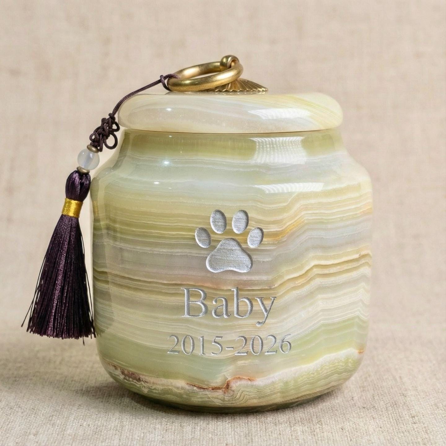 Personalized Memorial Jade Urn for Pets, Cremation Urn, Engraved Keepsake Urn, Pet Memorial, Pet Sympathy Gift