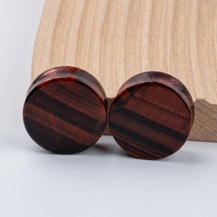 Natural Stone Plugs Double Flare, Tiger Eye Snowflake Obsidian Ear Gauges, Body Jewelry Gift