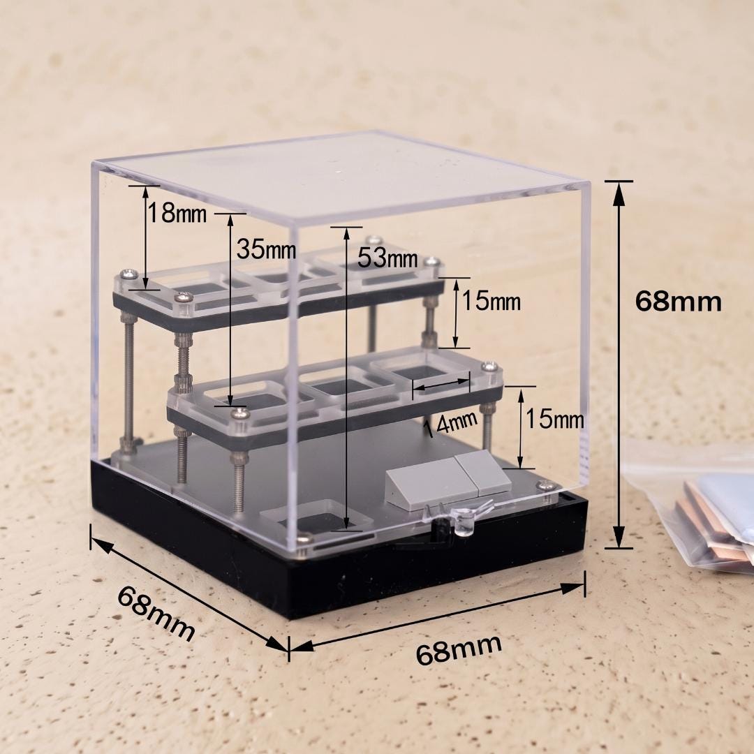 Mineral Storage Box with Three Tier Steps，Clear Perky Box for Miniature Specimen，Acrylic Crystal Display Case Tray