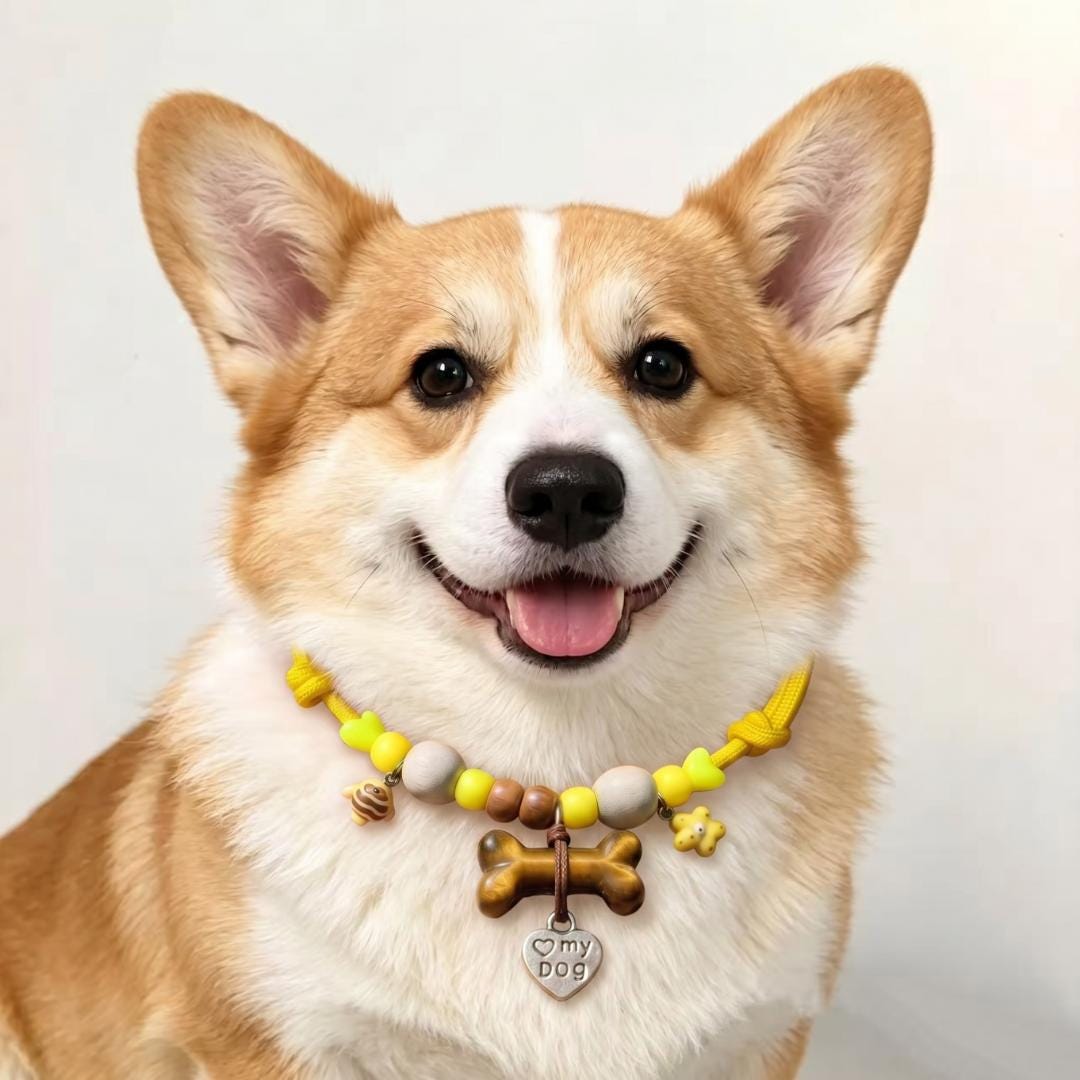 Adjustable Gemstone Dog Collar with Aromatic Wood Beads，Custom Size Pet Necklace，Premium Jewelry for Dogs and Cats Gift