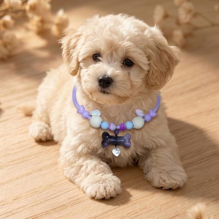 Adjustable Gemstone Dog Collar with Aromatic Wood Beads，Custom Size Pet Necklace，Premium Jewelry for Dogs and Cats Gift