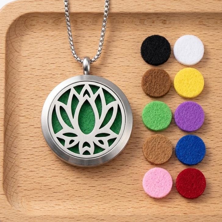 Stainless Steel Aromatherapy Locket Necklace, Magnetic Essential Oil Diffuser Pendant, Tree of Life Perfume Jewelry Gift