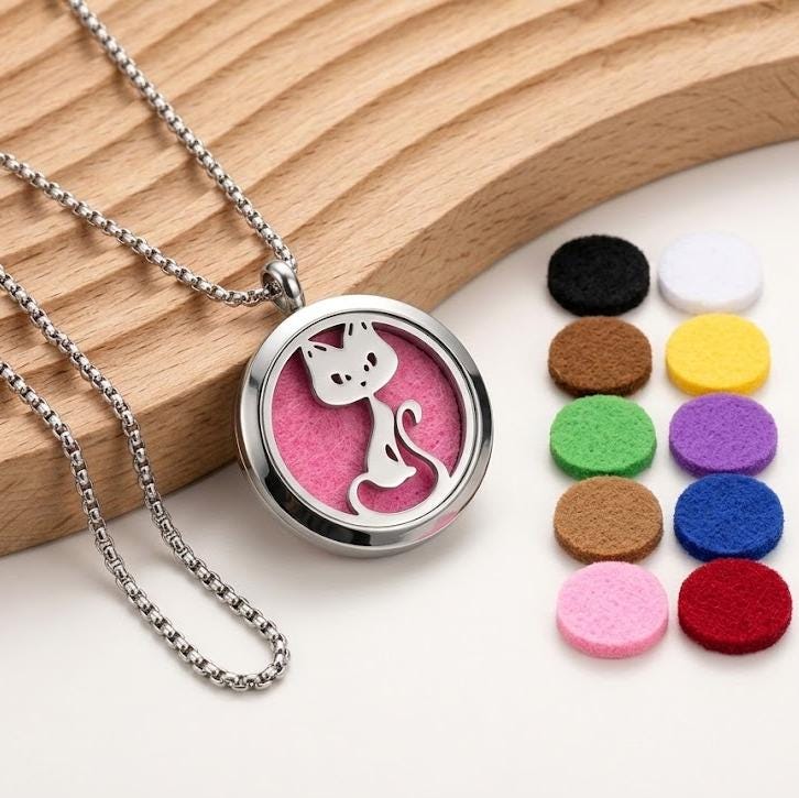 Stainless Steel Aromatherapy Locket Necklace, Magnetic Essential Oil Diffuser Pendant, Tree of Life Perfume Jewelry Gift