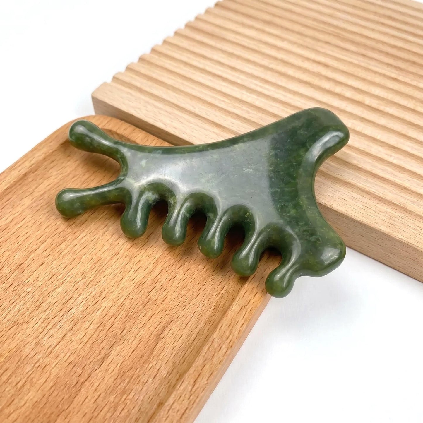 Personalized Natural Jade Scalp Comb, Engraved Hair Brush, Meridian Massage Tool, Handcrafted Gemstone Gua Sha, Unique Birthday Gift