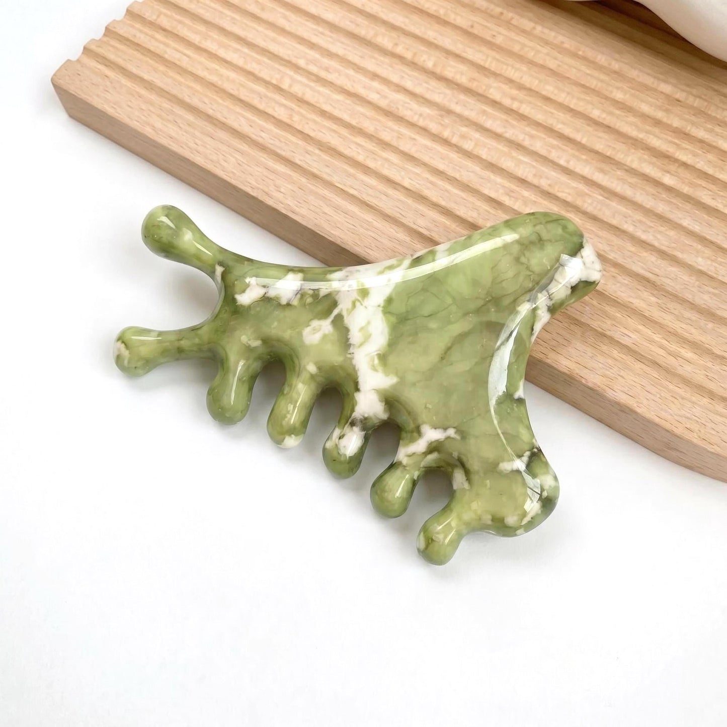 Personalized Natural Jade Scalp Comb, Engraved Hair Brush, Meridian Massage Tool, Handcrafted Gemstone Gua Sha, Unique Birthday Gift