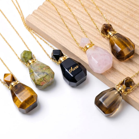 Personalized Crystal Perfume Bottle Pendant, Gemstone Essential Oil Vial Keychain with Tassel, Pocket Fragrance Vial, Birthday Gift