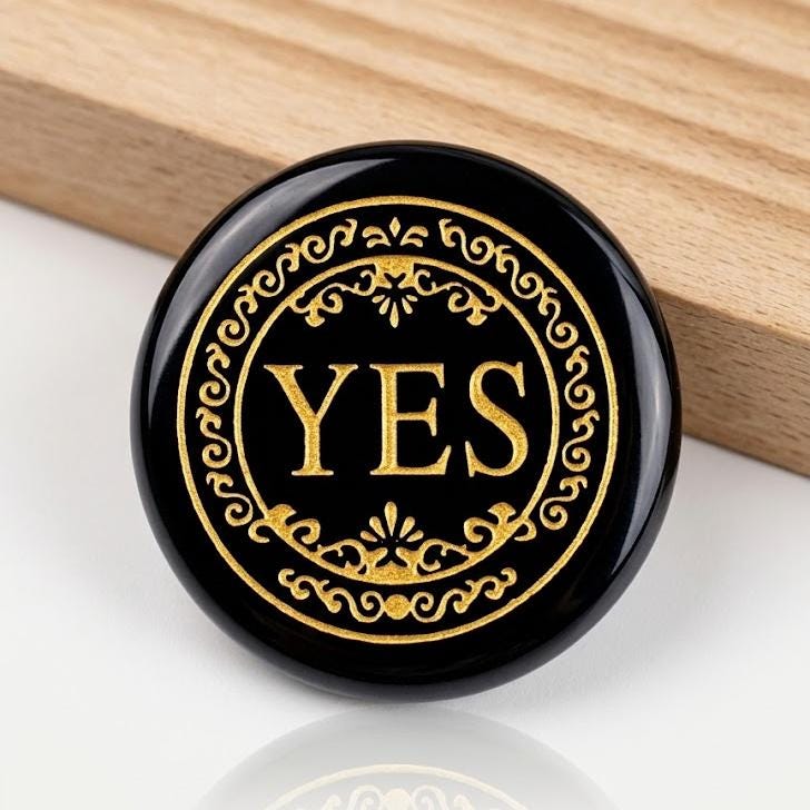 Natural Crystal YES NO Decision Coin, Engraved Gemstone Pocket Token, Tabletop RPG Board Game Gift Couples Flip Coin