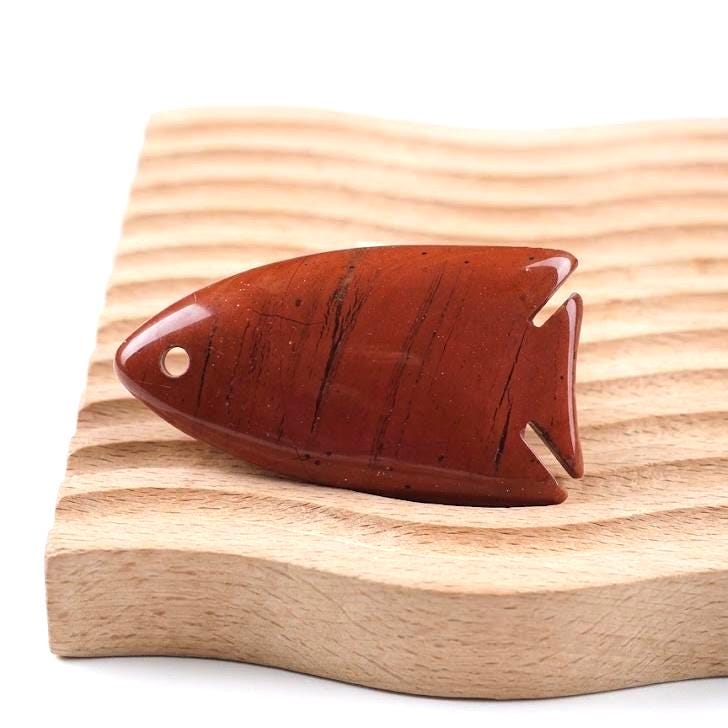 Gemstone Fish Pendant for Necklace Making, Hand Carved Natural Stone Animal Charm DIY, Ocean Inspired Unique Gift for Her