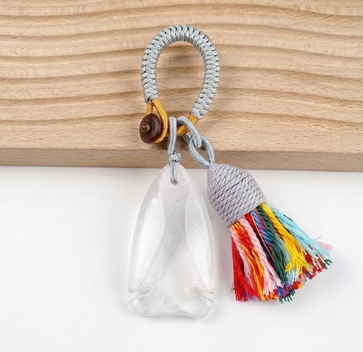 Gemstone Fish Keychain for Car Hanging, Woven Tassel Purse Bag Charm, Hand Carved Stone Animal Key Accessory Gift