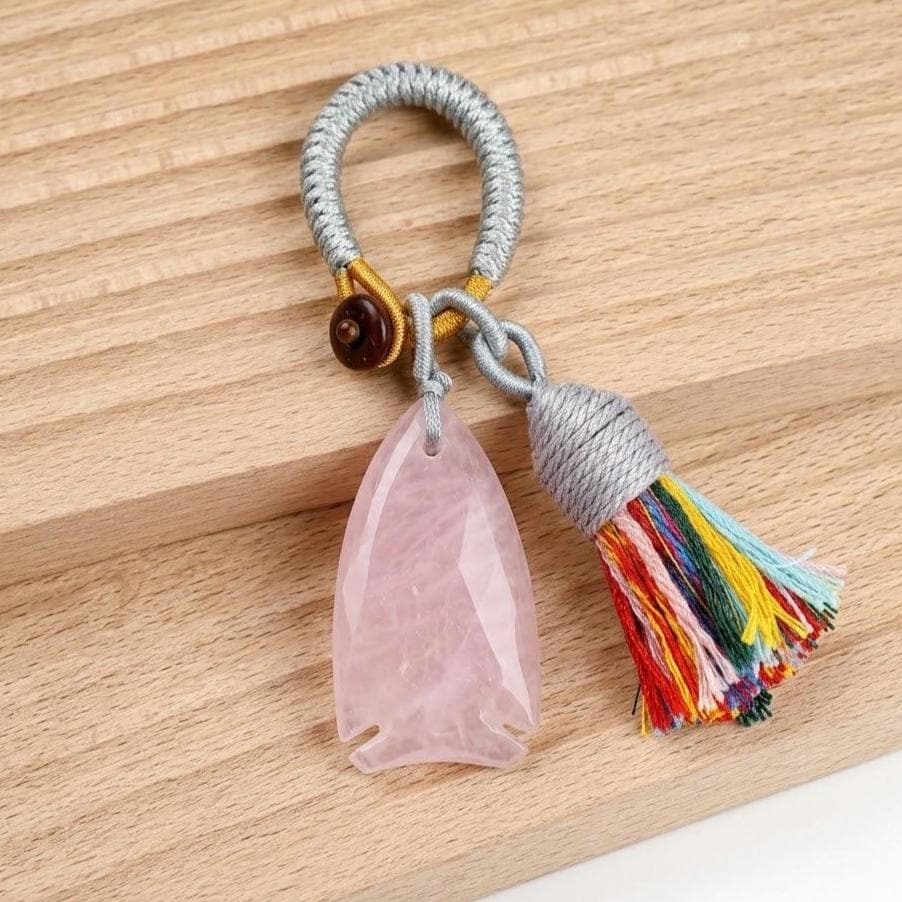 Gemstone Fish Keychain for Car Hanging, Woven Tassel Purse Bag Charm, Hand Carved Stone Animal Key Accessory Gift