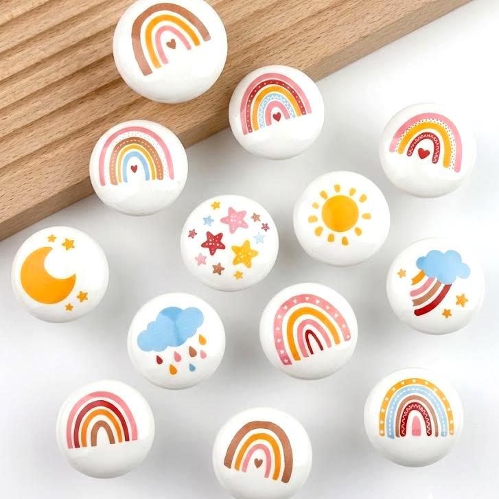 Ceramic Cabinet Knobs and Handles, Rainbow Dresser Knob, Cute Bedroom Knobs for Drawers, Cupboard Handle Pull, Home Decor